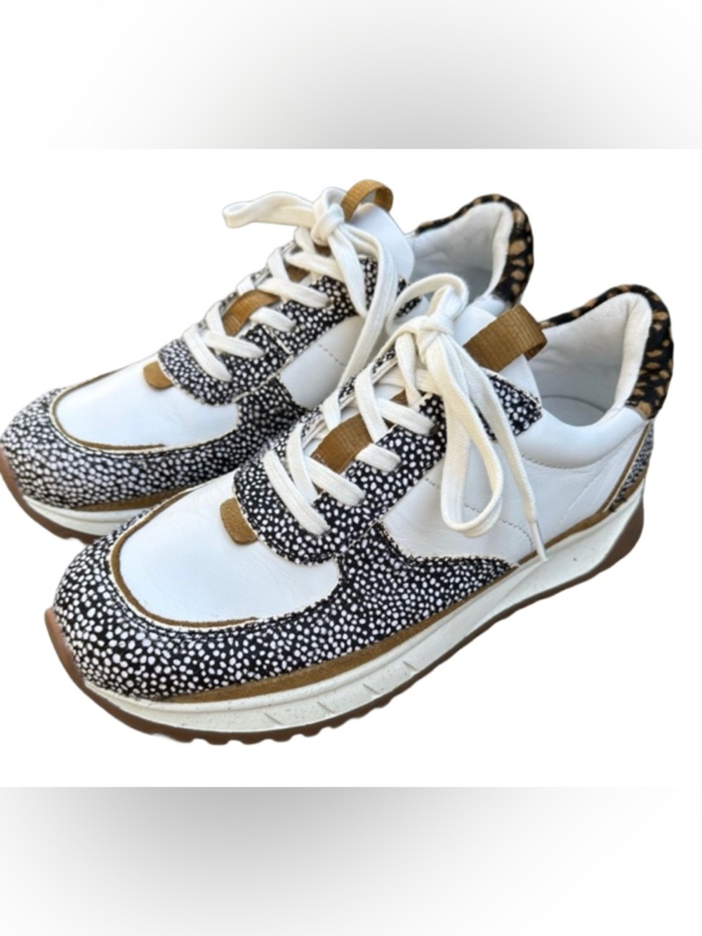 Madewell MWL MA503 Platform Sneakers Calf Hair Animal Print Leather Size 7